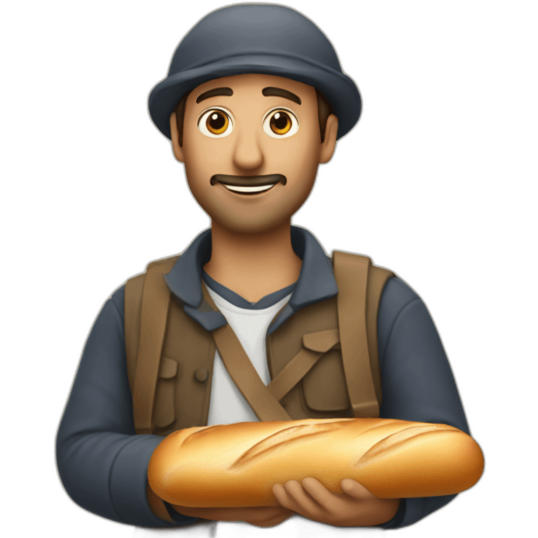 French man with baguette emoji