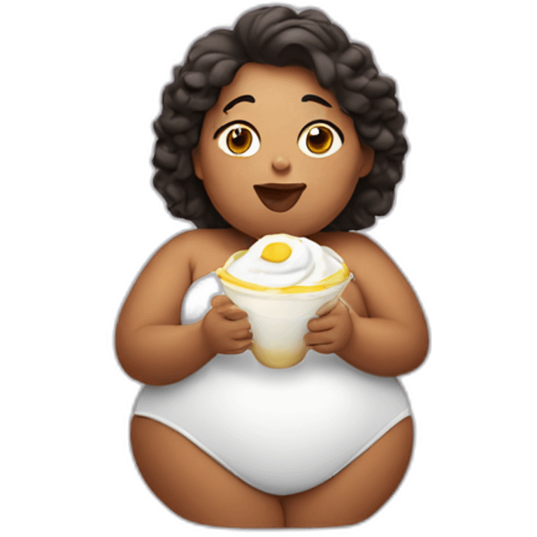 fat chick eating yogurt emoji