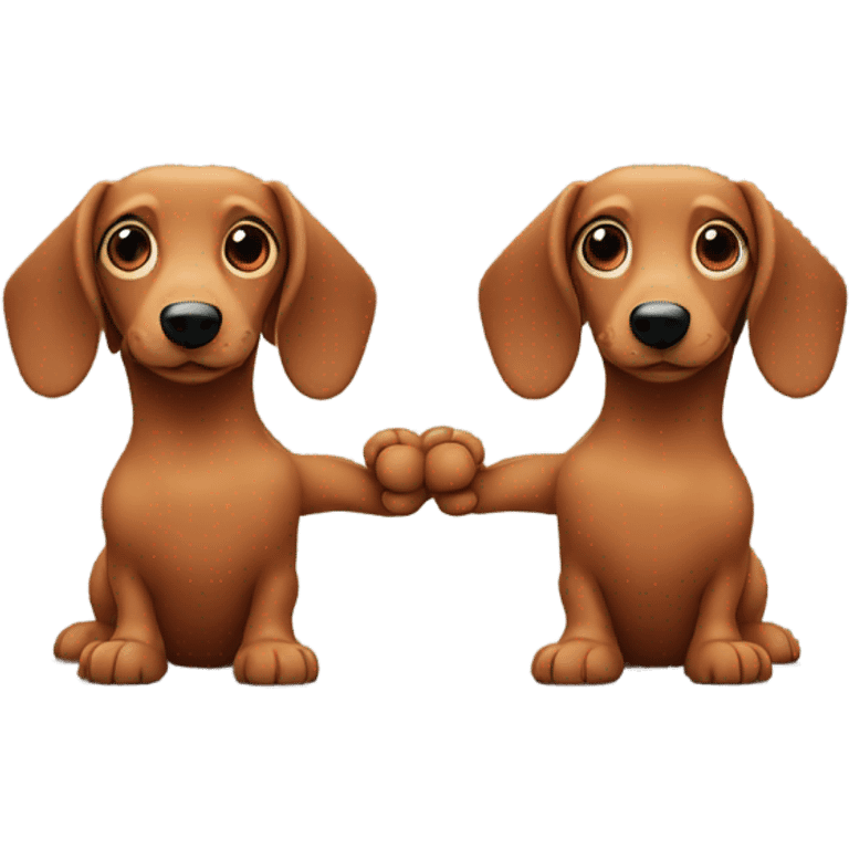 2 wiener dogs holding hands emoji