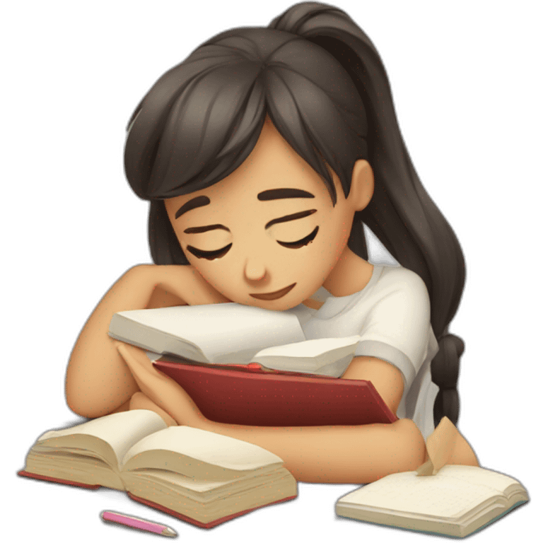 Girl exhausted of studying emoji