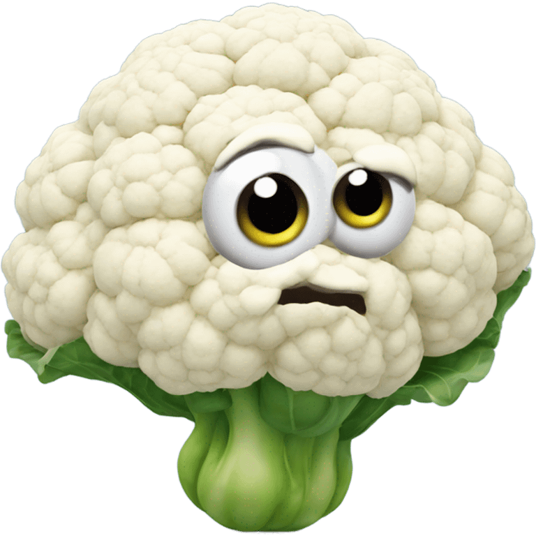 cauliflower looks into the mirror with big eyes emoji