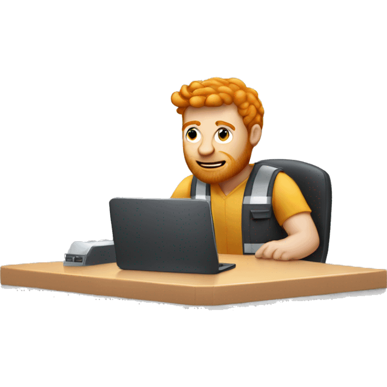 ginger guy overlookin an engineer on his computer emoji