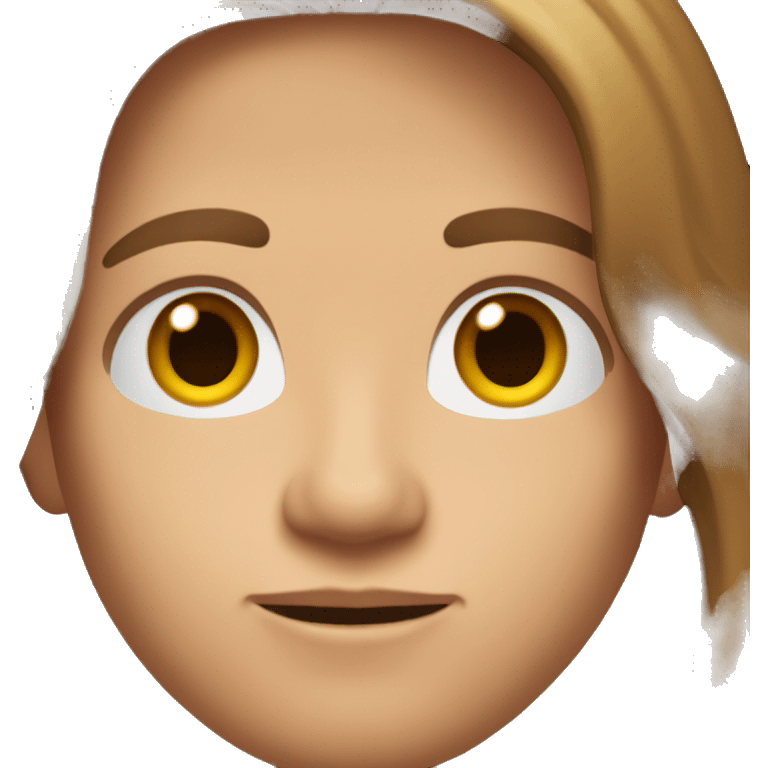 Memoji of fair-skinned man, brown eyes and long brown hair emoji