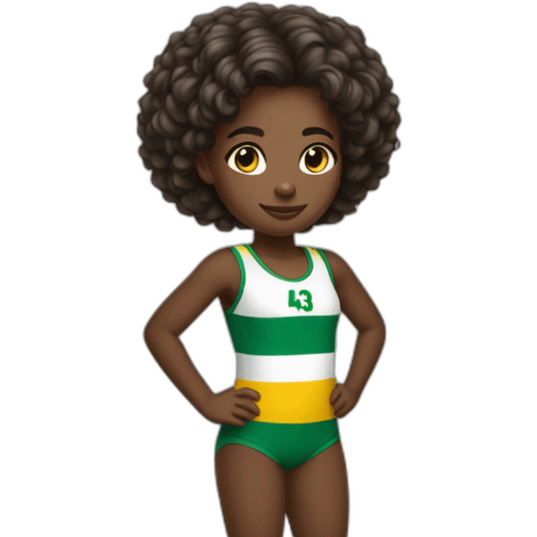 Fille métisse cheveux bouclés portant le maillot du Cameroun emoji