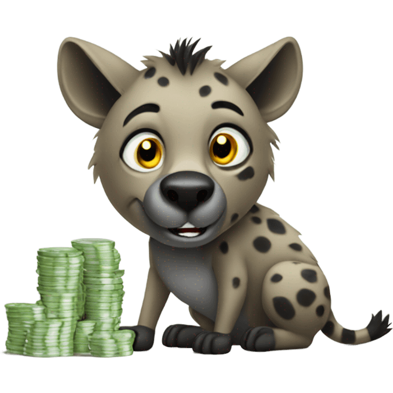 Hyena counting money emoji