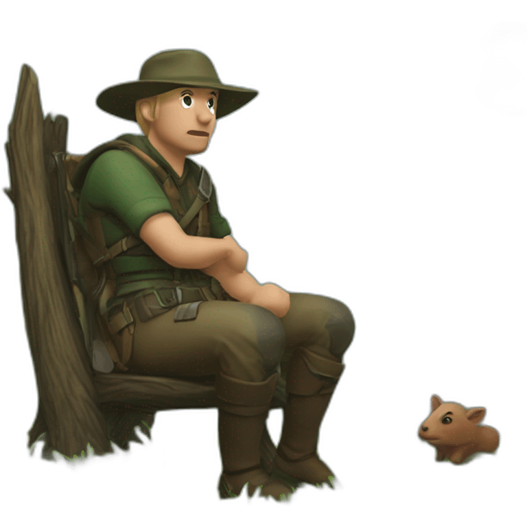 Hunter seat on dead wild boar emoji