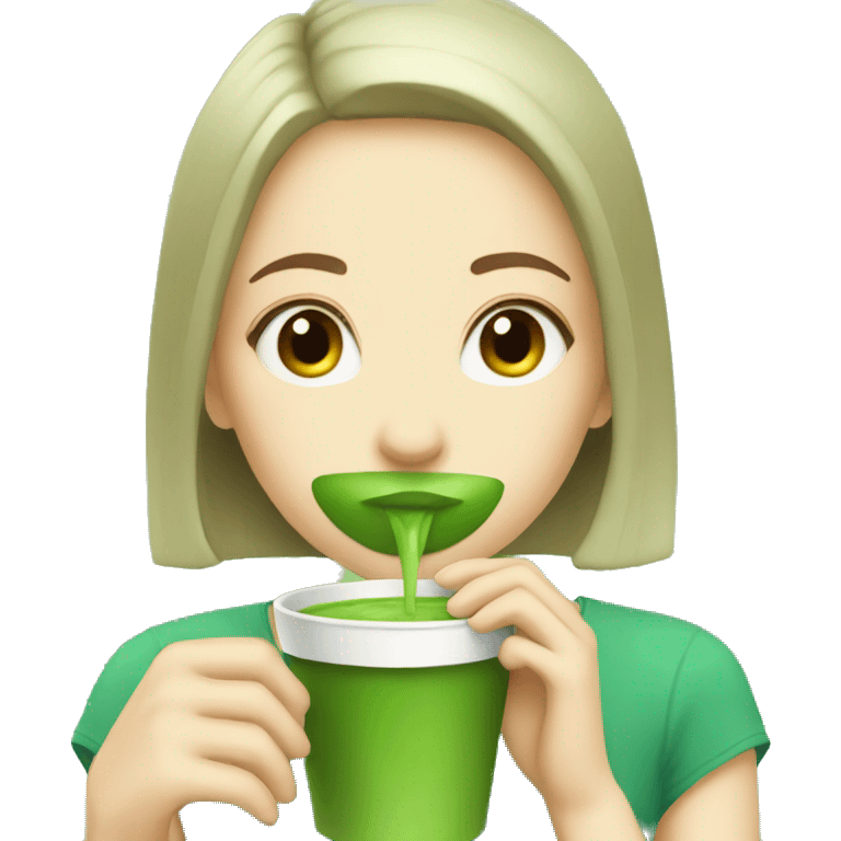 Girl drinking matcha emoji