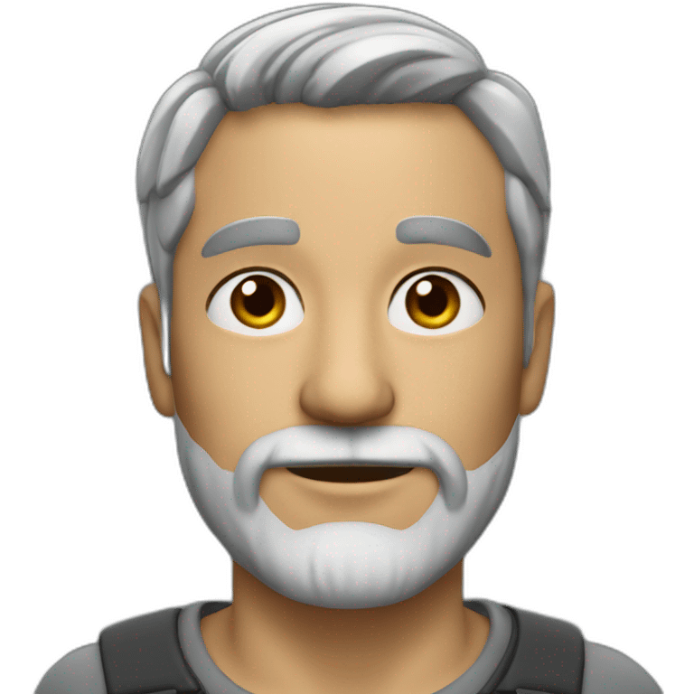 Man aged 40. Short stripped hair and short gray beard emoji