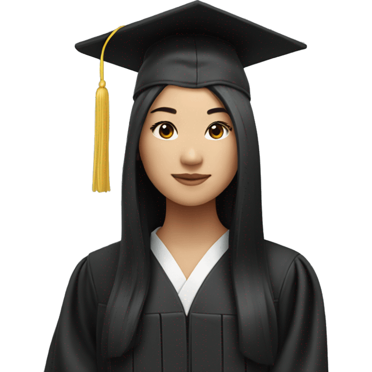 asian graduation girl with long black hair emoji