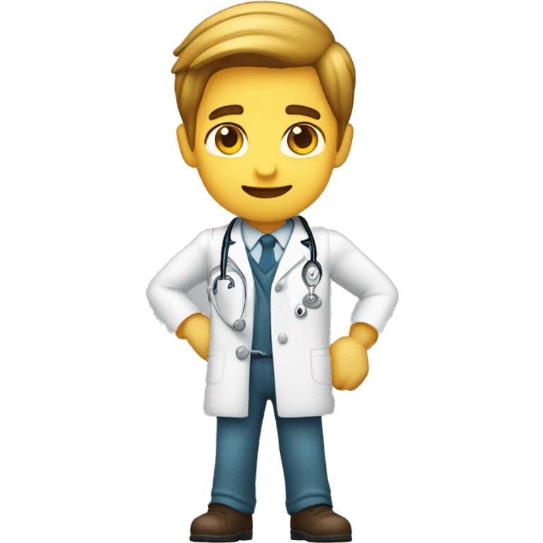 young male doctor flexing one of his biceps, yellow skin, brown hair, using 2 colors: #ff9800 and #32b5a5 emoji