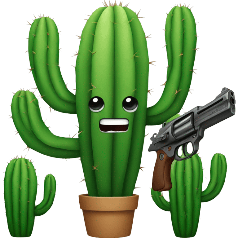 Cactus holding gun emoji