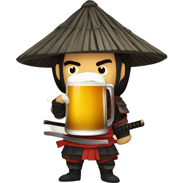 Beer drinking Samurai emoji