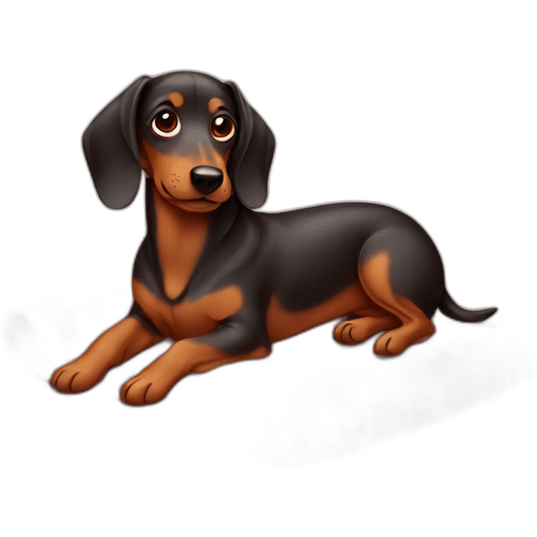 Girl sausage dog lying on a blanket  emoji