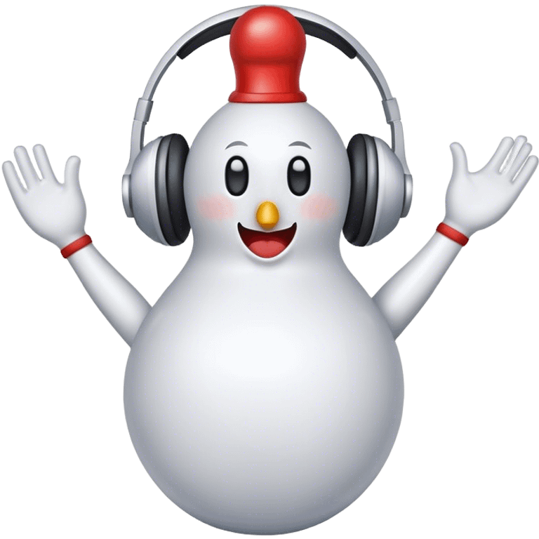 Bowling pin with a headset on emoji