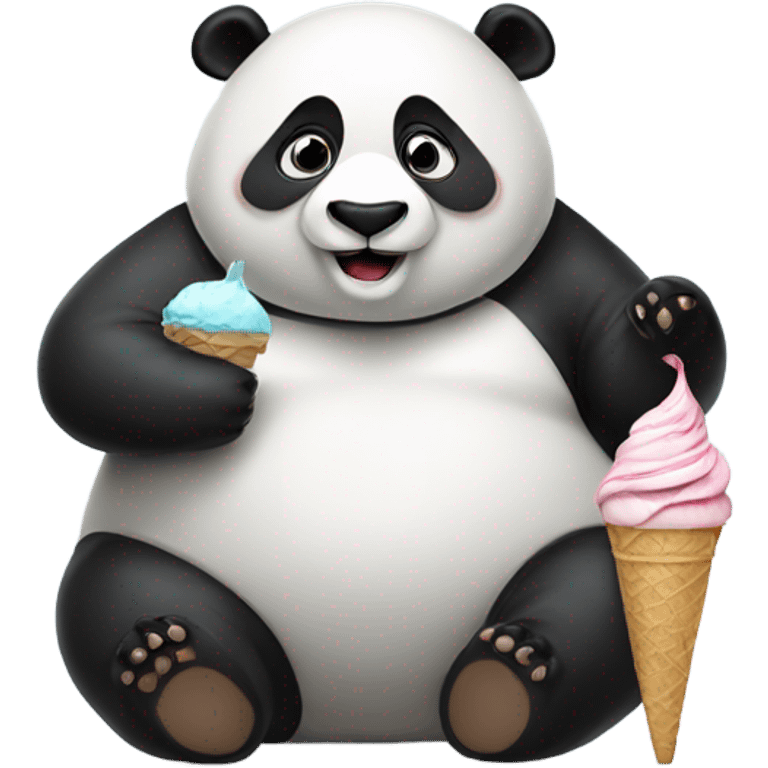 obese panda with ice cream emoji