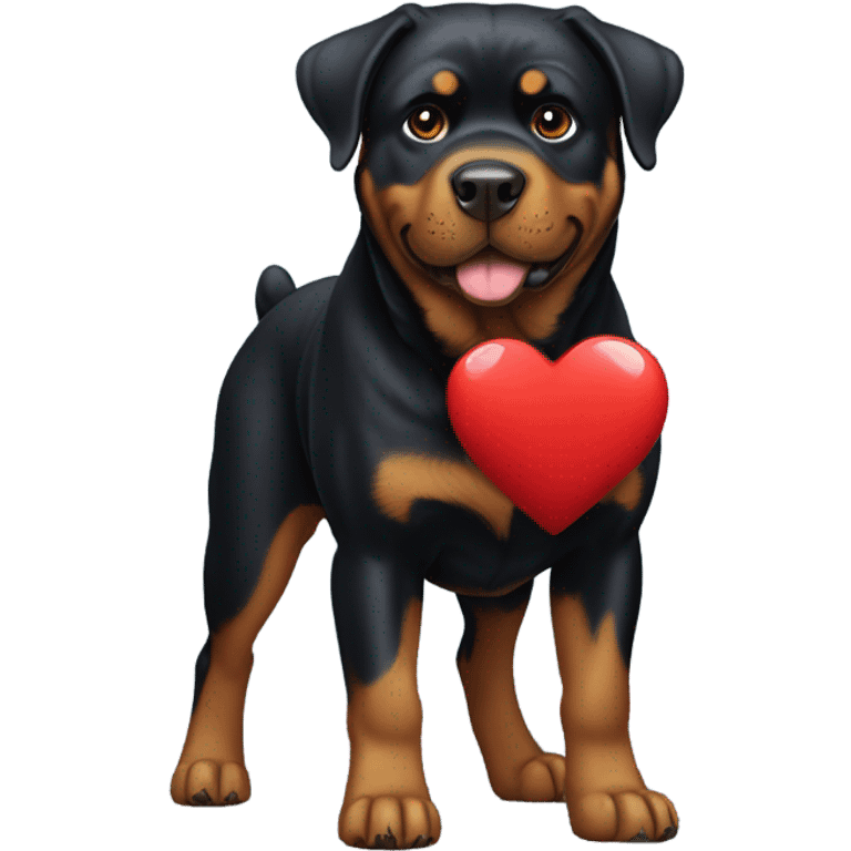 Rottweiler with a heart emoji