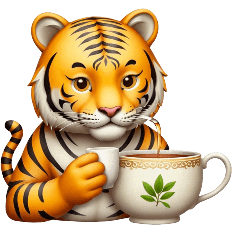 Tiger drink tea emoji