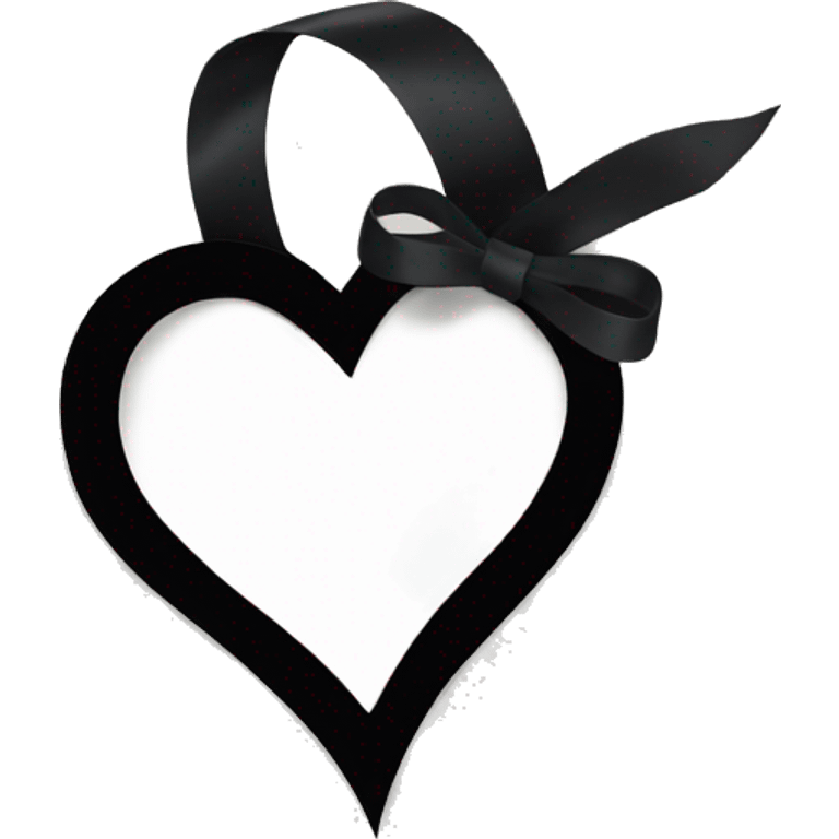 White heart with black ribbon emoji