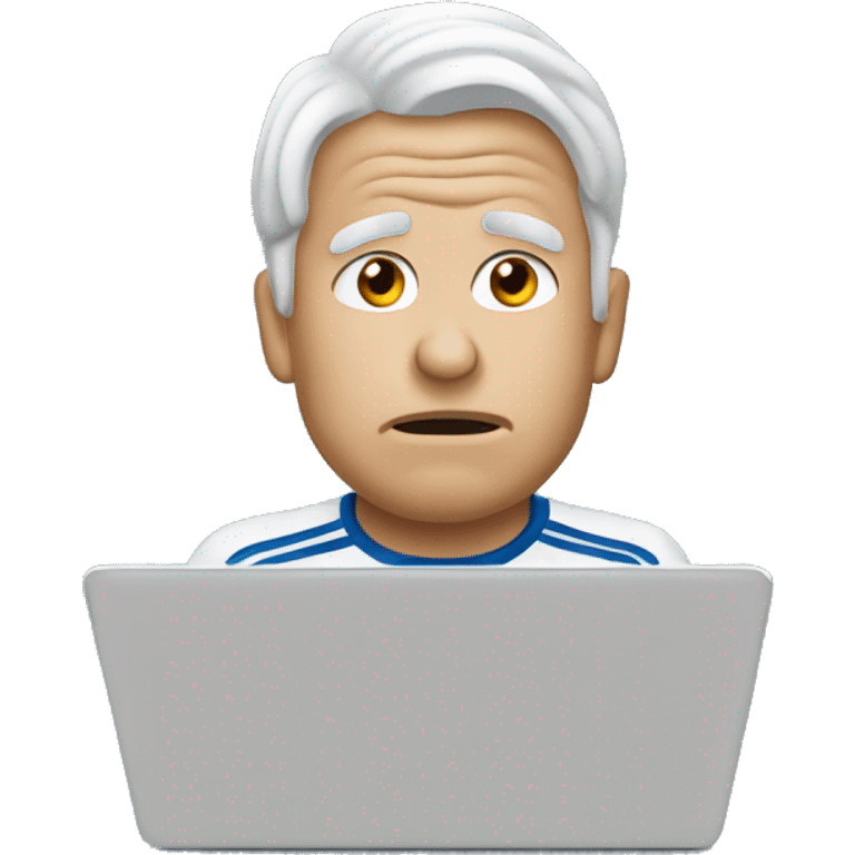 white real madrid fan very confused in front of laptop emoji