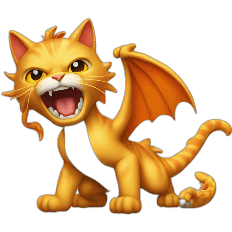 cat fighting dragon emoji