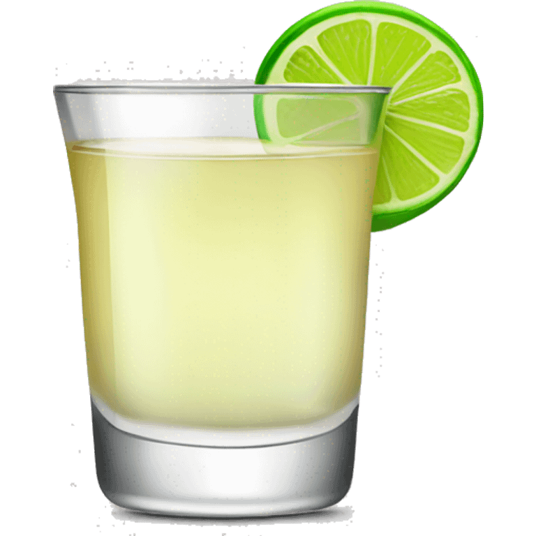 shot of tequila with a lime wedge on the rim emoji