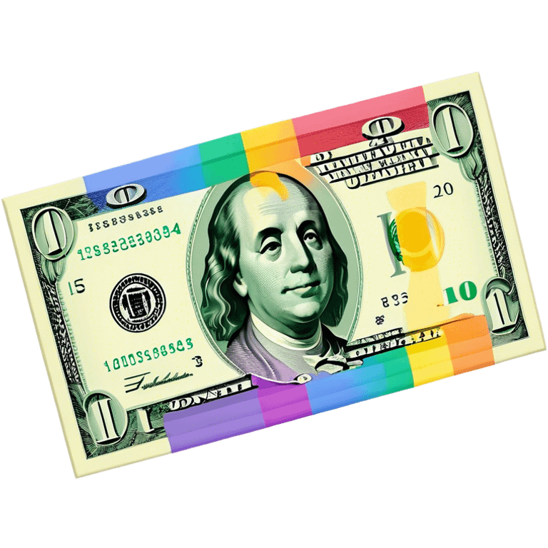 a dollar bill in rainbow color emoji