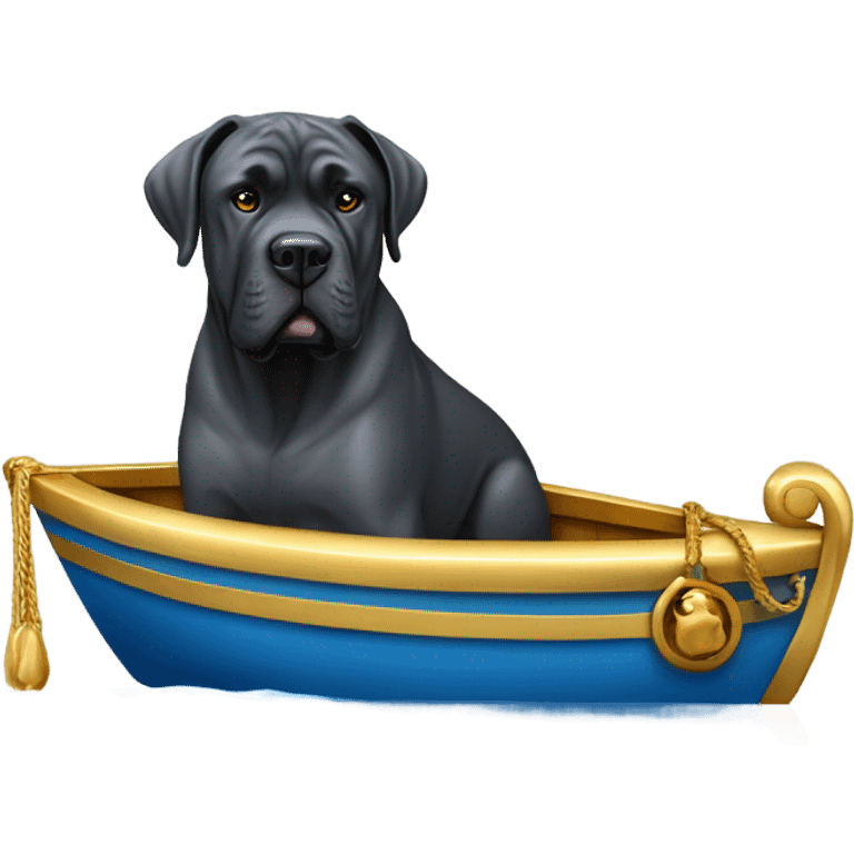 A Cane Corso on a gold and blue yacht. emoji