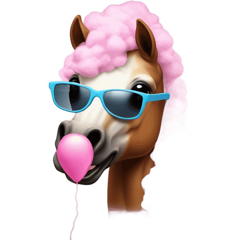 Horse with sunglasses and cotton candy emoji