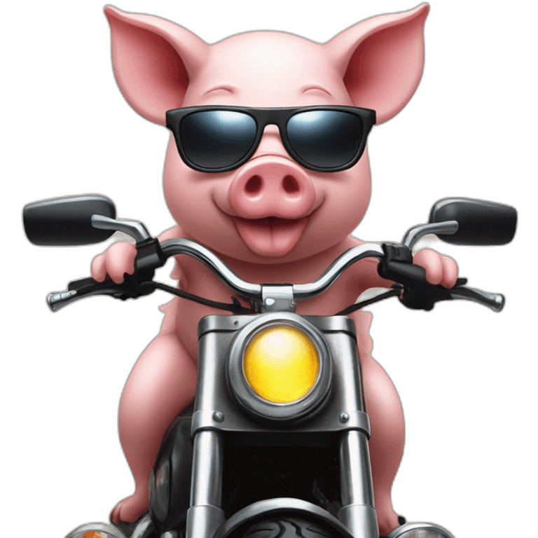 Pig in sunglasses on a motorcycle emoji