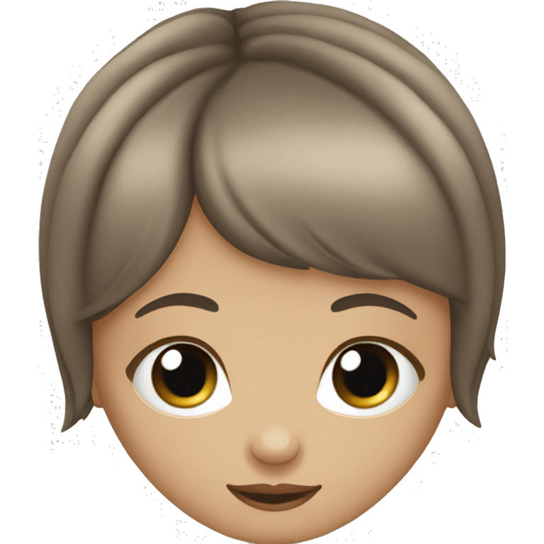 White skin brown short hair with bangs girl emoji