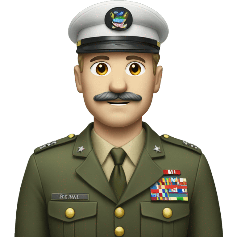 white skinned man in the military suit with toothbush mustache emoji