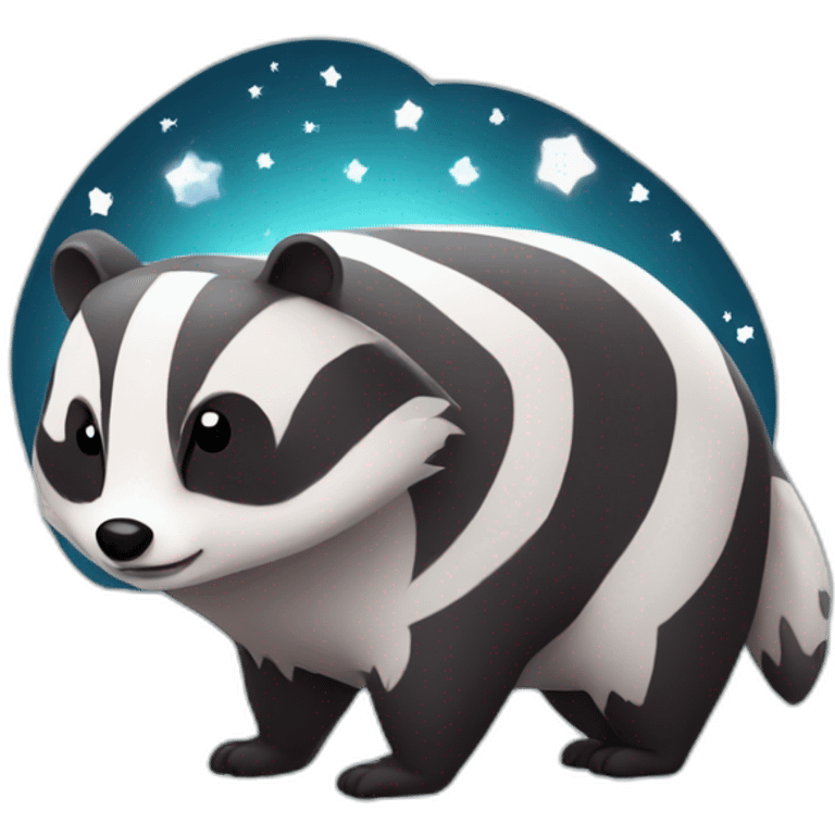 A cute badger with a sleep haters stars emoji