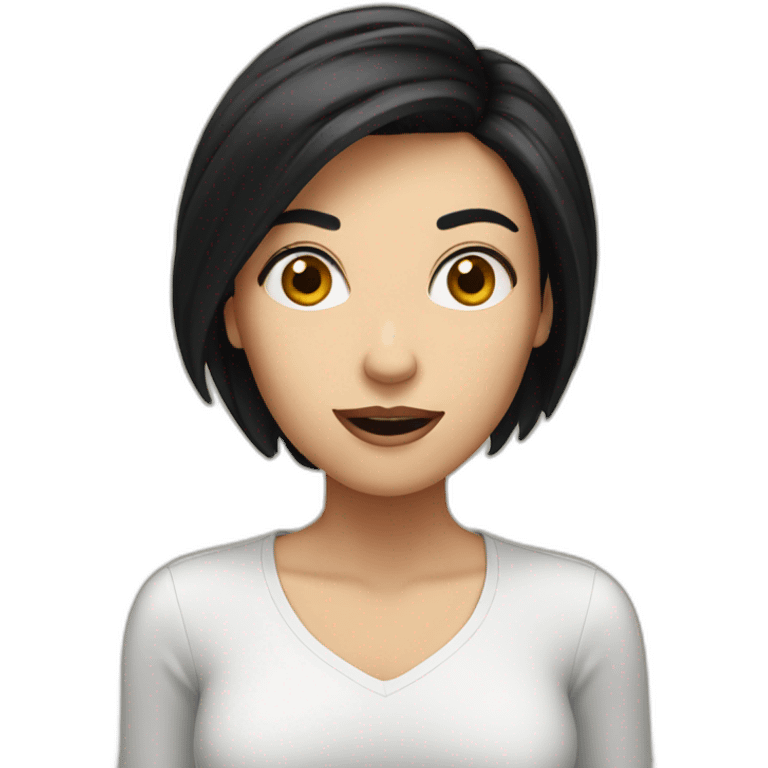 white woman black hair surprised emoji