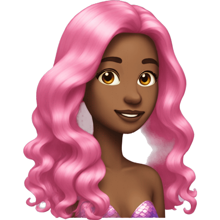 Iridescent mermaid long hair pink emoji