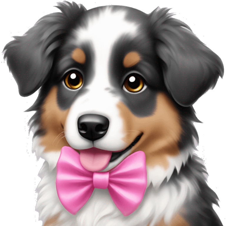 Australian shepherd puppy with a pink bow emoji