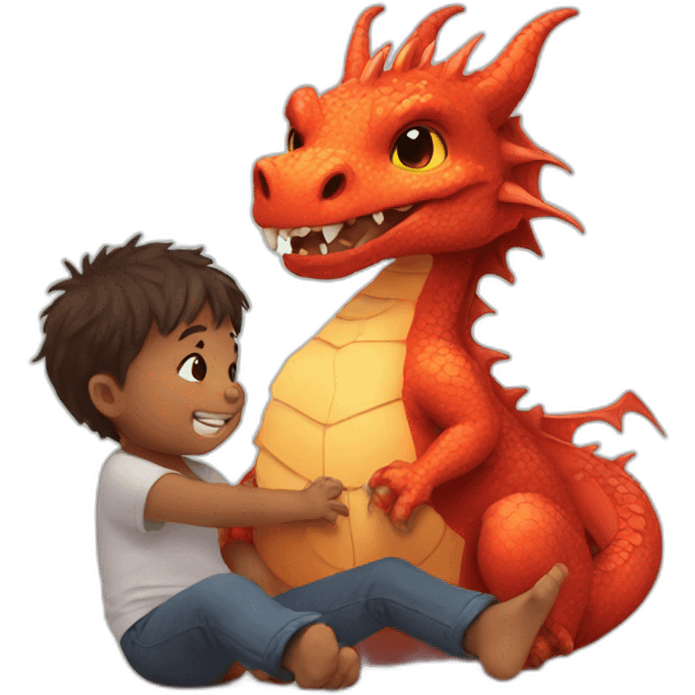 dragon with a baby human emoji