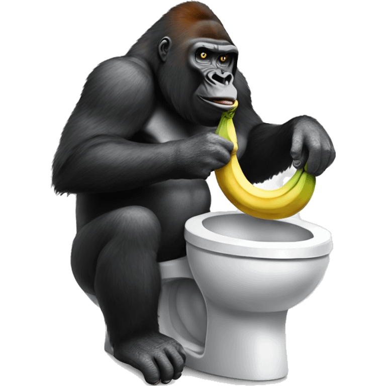 Gorilla on the toilet eating a banana  emoji