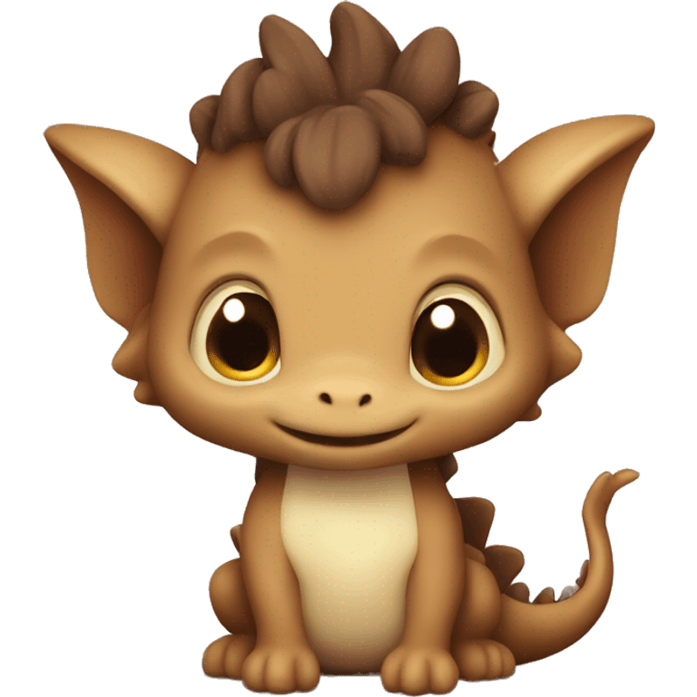 Petit dragon marron et beige tout mignon emoji