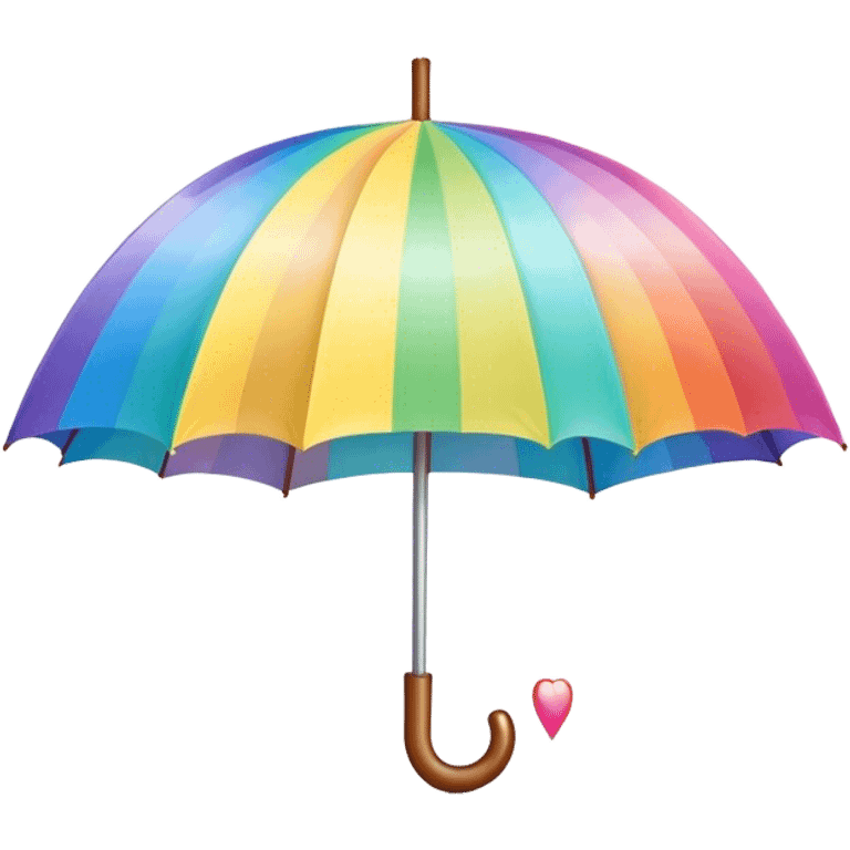 
pastel umbrella and rain in the form of rainbow hearts emoji