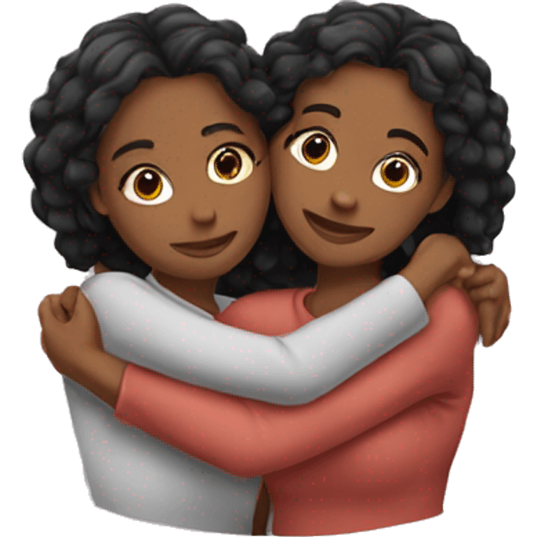 Two girlfriends hug emoji