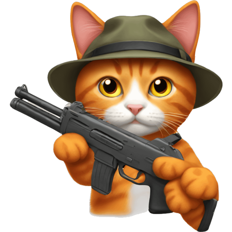 orange cat with a shotgun emoji