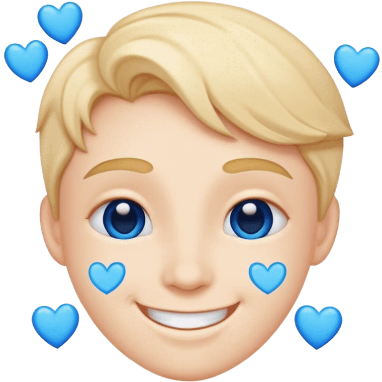 A happy face with blue hearts  emoji