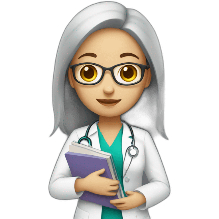 medical girl student with books emoji