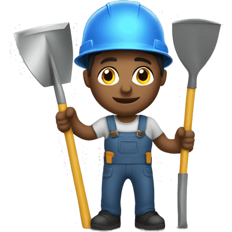 photorealistic man with a construction helmet and a shovel emoji