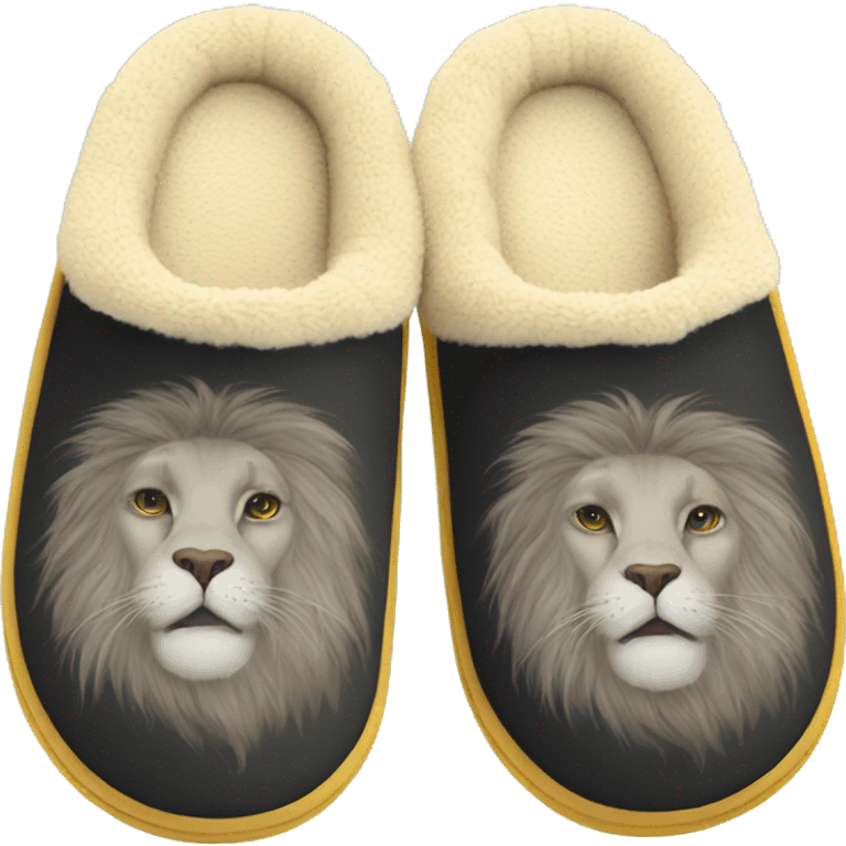 Fluffy house slippers with leo pattern emoji