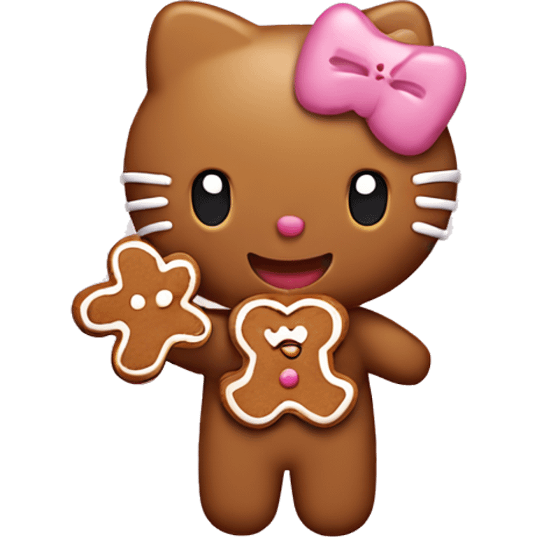 Hello kitty holding a gingerbread man emoji