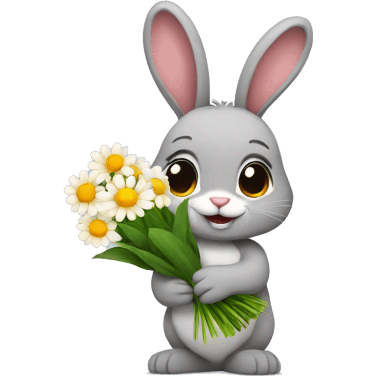 bunny holding flowers  emoji