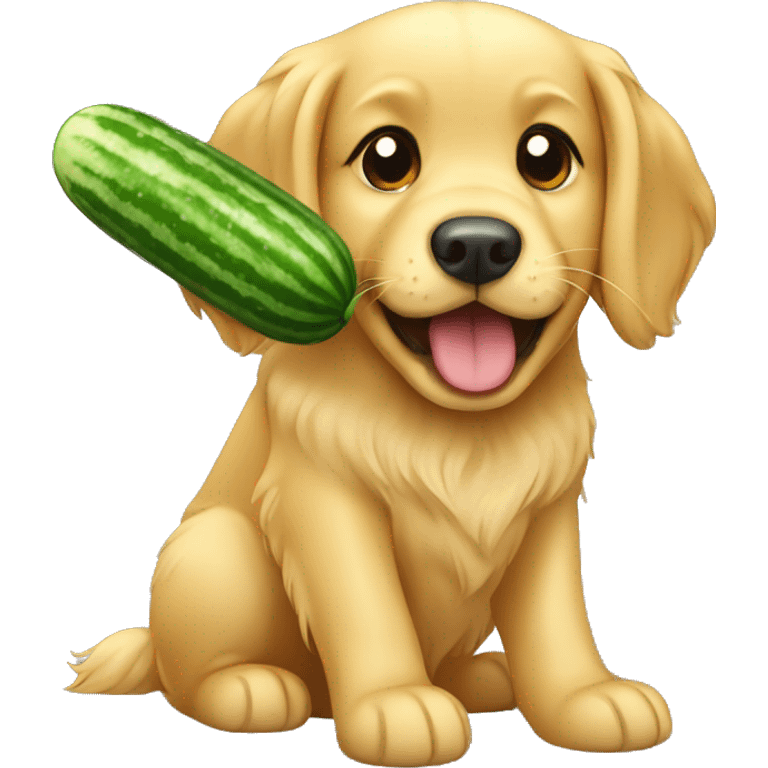 Golden retriever eating a cucumber  emoji