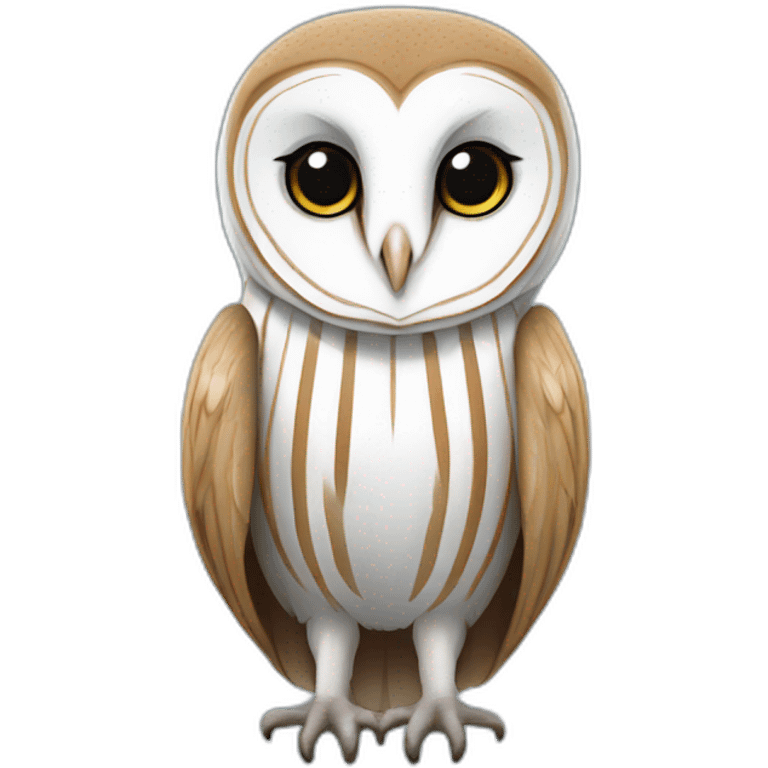 Barn Owl wearing blue and white striped shirt emoji