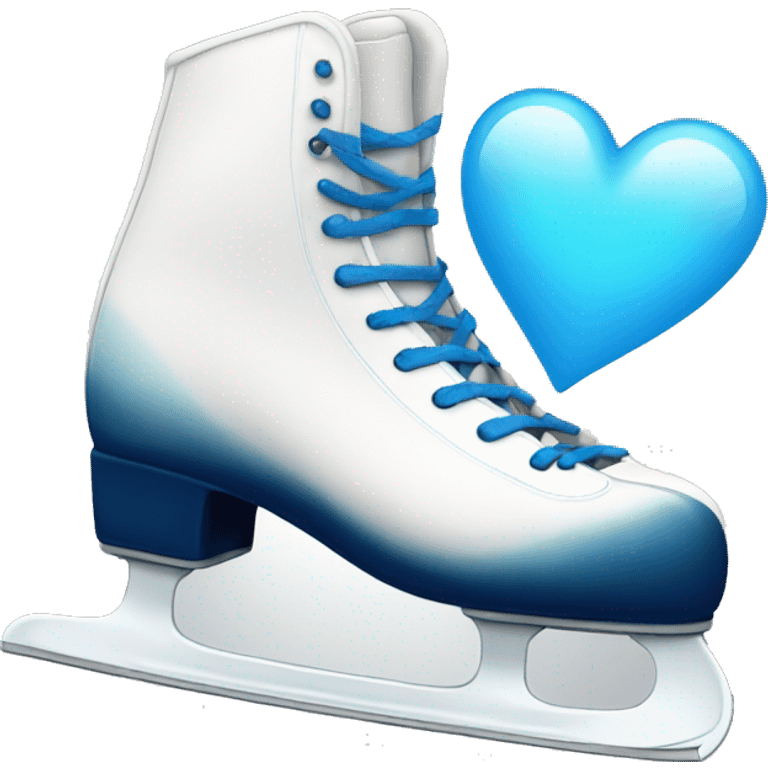 Ice skates with blue heart  emoji